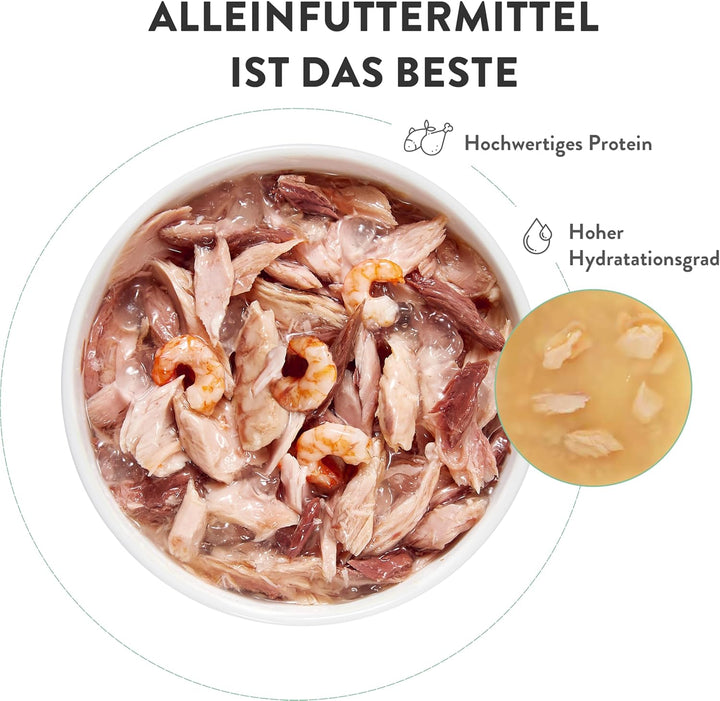 Schesir Cat Jelly Thunfisch mit Wolfsbarsch, Katzenfutter nass in Gelee, 8 x 6 Dosen x 50 g Thunfisc