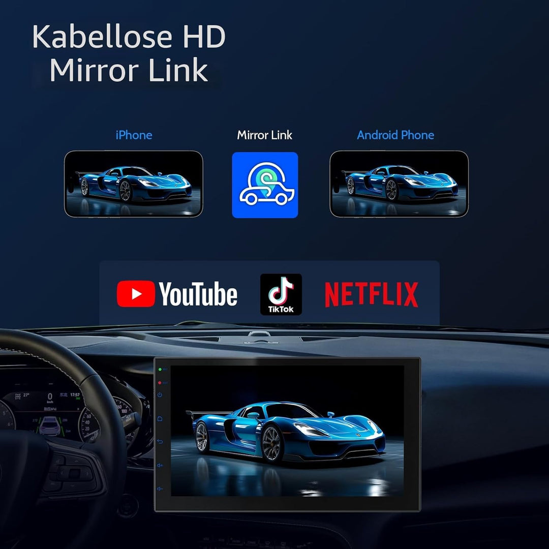2 Din Autoradio 7 Zoll HD Touchscreen, Wireless Apple CarPlay & Android Auto, Bluetooth, SWC | Unive