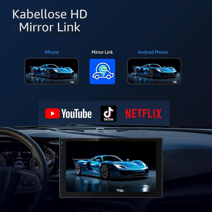 2 Din Autoradio 7 Zoll HD Touchscreen, Wireless Apple CarPlay & Android Auto, Bluetooth, SWC | Unive