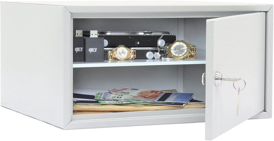 Rottner Wertfach Home Case 4, Zylinderschloss, Lichtgrau, BxH 370x190 mm, Befestigungsmaterial inklu
