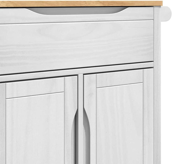 vidaXL Küchentrolley Floro Weiss 72,5 x 45 x 80 cm Massivholz Kiefer, Moderner Trolley, platzsparend