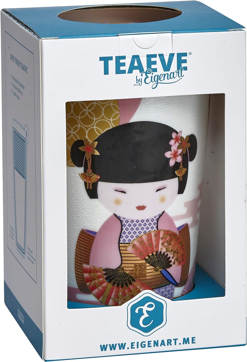 TEAEVE Geisha Teekanne aus Porzellan, Rosa, 350 ml, mit Edelstahlsieb und Deckel
