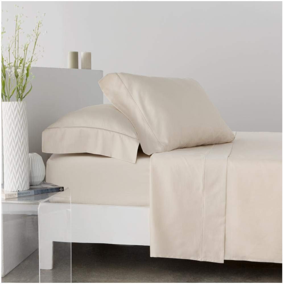 COTTON ARTean Bettwäsche-Set aus ägyptischer Baumwolle, Fadenzahl 300, Beige, 105 x 190/200, 100 % ä