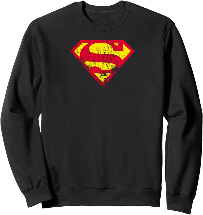 Superman Classic yello & Red Logo Distressed Sweatshirt