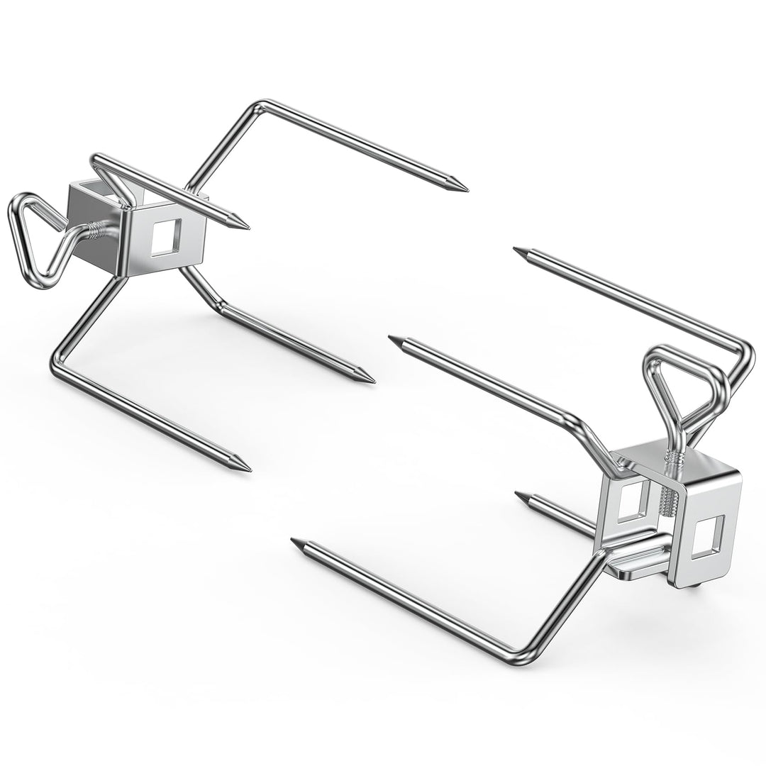 Onlyfire BRF-6102 Edelstahl Rotisserie Fleischklammer Fleischnadel, für 10MM und 8MM quadratischen D