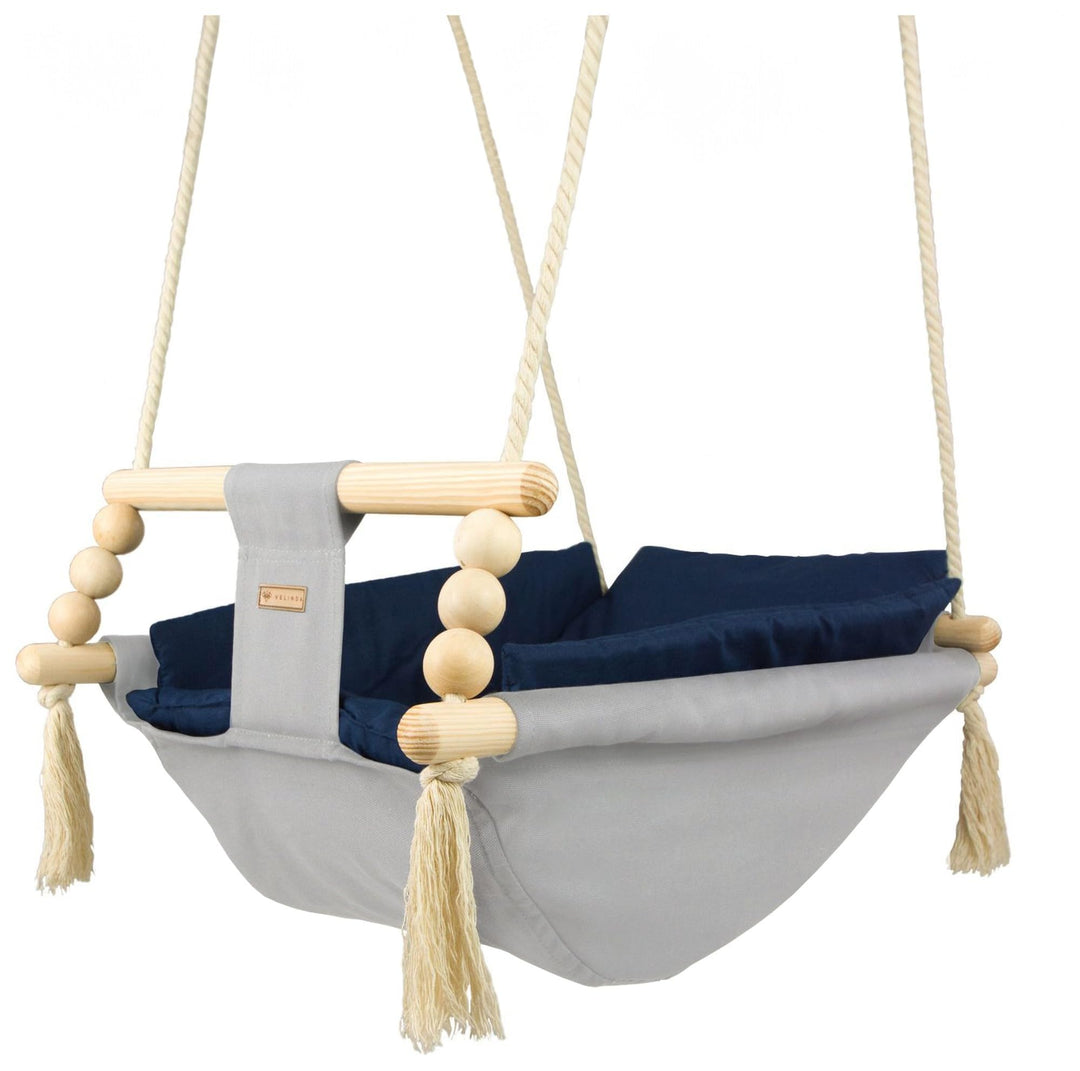 Babyschaukel Kleinkindschaukel Babyliegeschaukel Stoffschaukel Babywippe Wiege (Muster: silberfarben