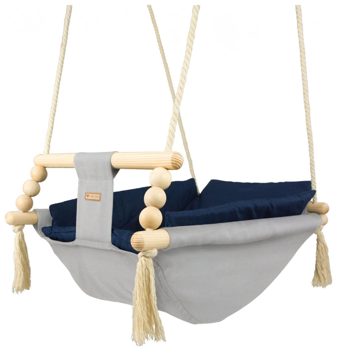Babyschaukel Kleinkindschaukel Babyliegeschaukel Stoffschaukel Babywippe Wiege (Muster: silberfarben