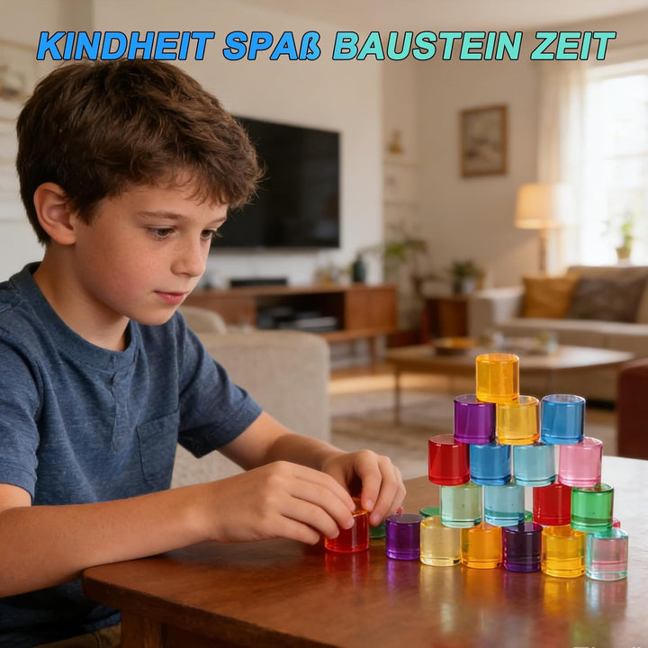 20pcs Acryl Bausteine Kinder - Sensorik Bausteine Jelly Blocks, Lichtbausteine, Montessori Regenboge