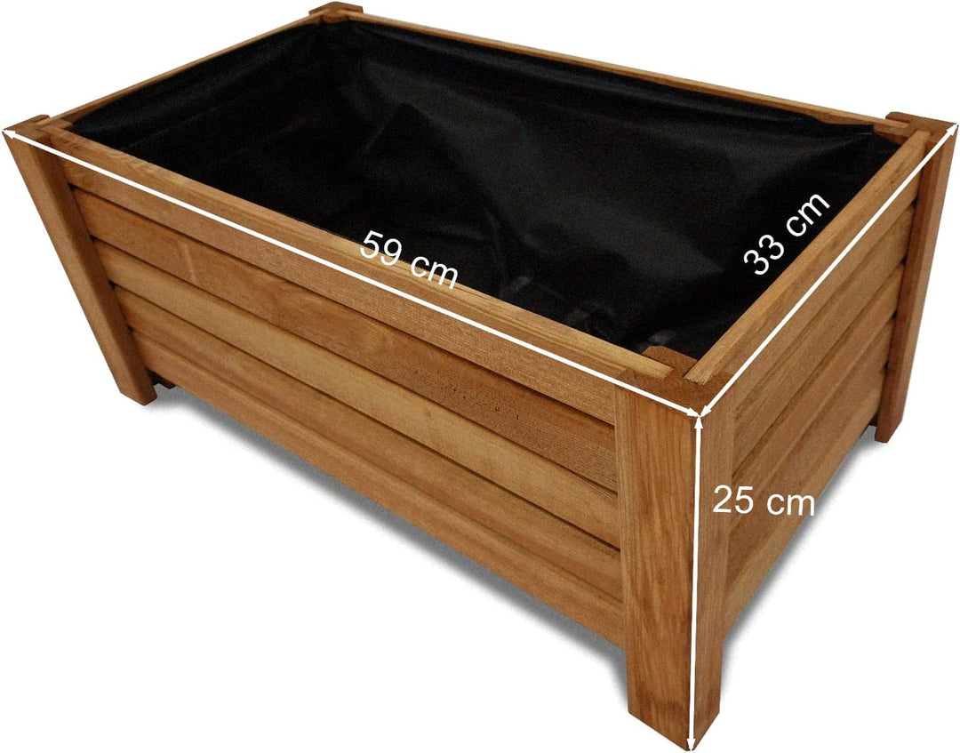Ogrodzenia Wiklinowe Pflanzkübel Rechteckig 59 x 33 x25 cm - Holz Blumentopf - Hellbraun - Pflanzkas