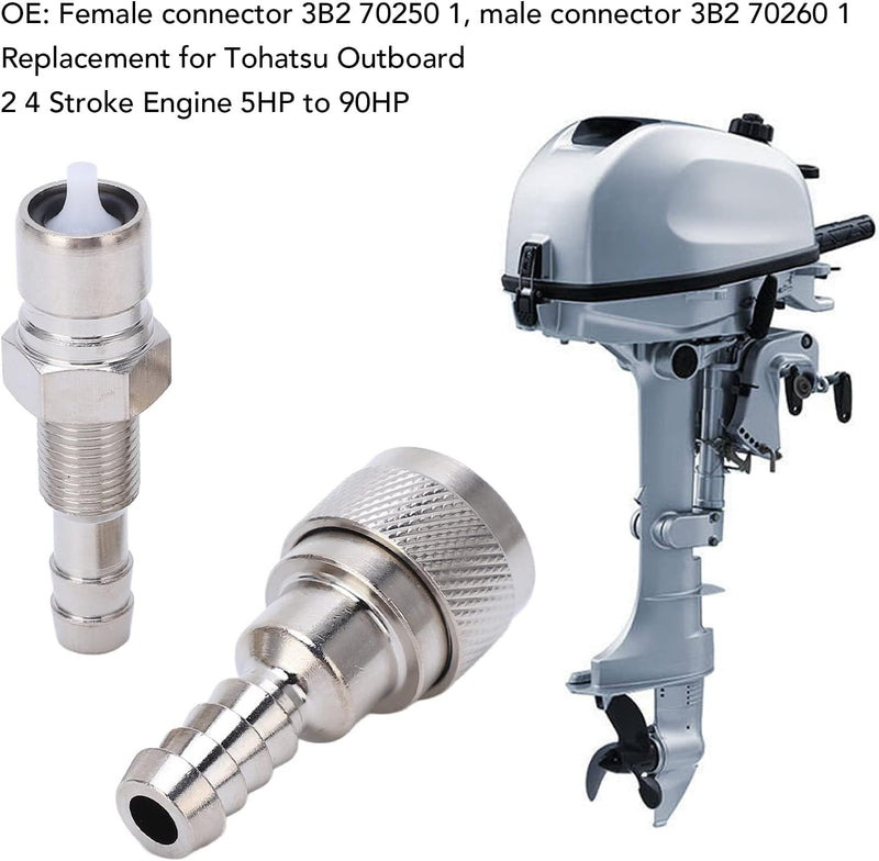 Aussenbord-Kraftstoffanschluss, 2 Stück Kraftstoffleitungsanschluss Kraftstoffschlauchanschluss Männ