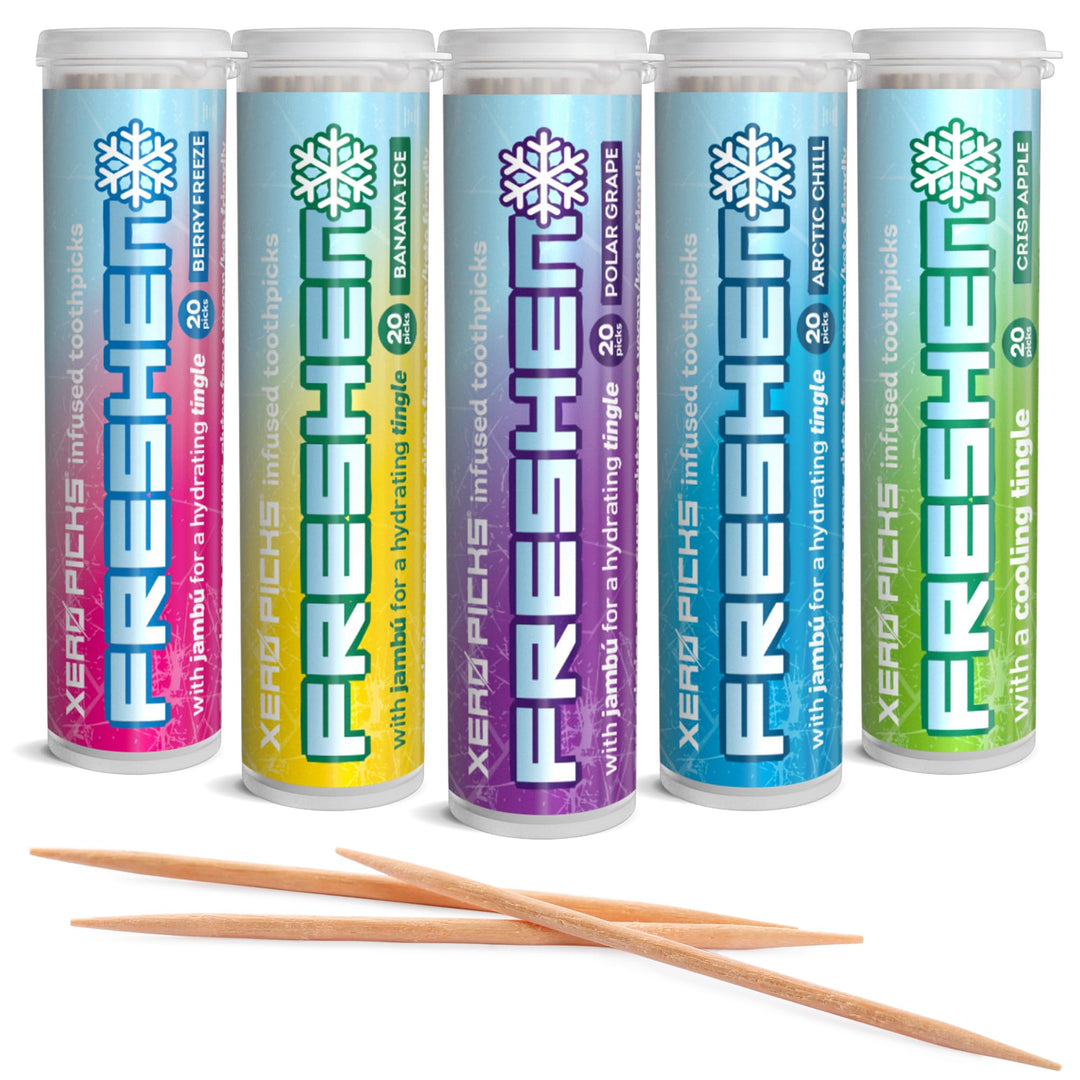 Xero Picks Freshen Zahnstocher mit aromatisiertem Duft, kühlender frischer Atem – 100 Plektren – 5 S