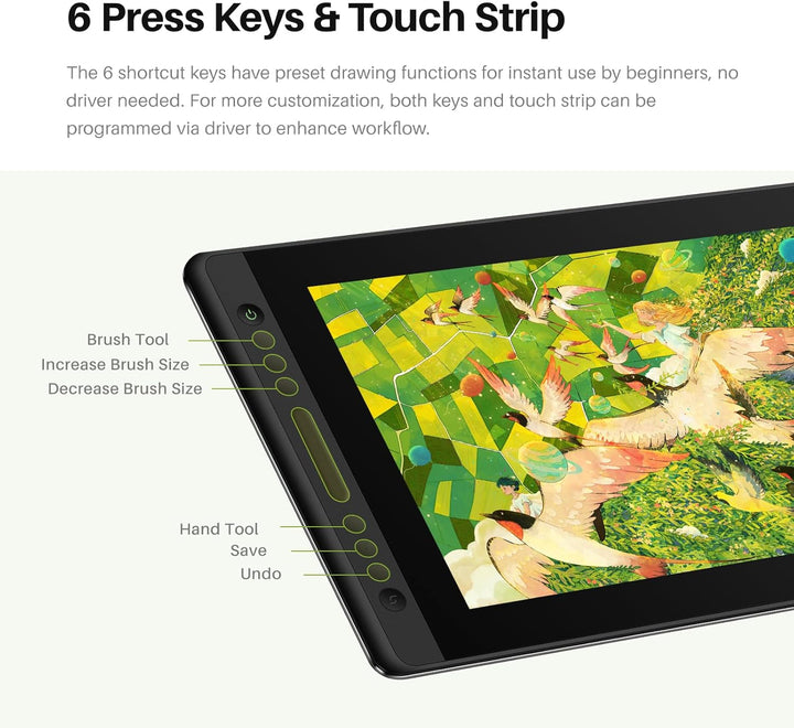 HUION Kamvas Pro 16 V2 Grafiktablett mit Display, 15,6 Zoll Drawing Tablet 16384 Stiftdruck, batteri
