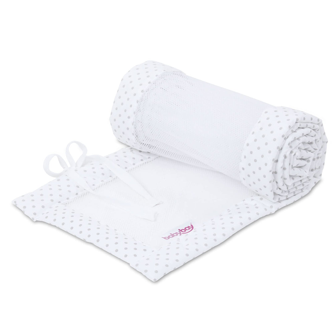 babybay Nestchen Mesh-Piqué passend für Modell Maxi, Boxspring und Comfort, weiss Punkte perlgrau pa