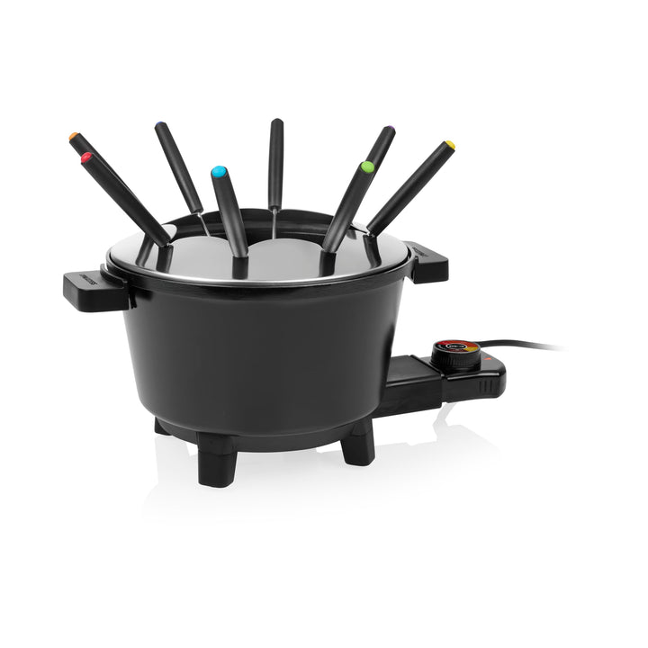 Princess Fondue Black, 1,5L Kapazität, Einstellbarer Thermostat, Keramikbeschichtung, 8 Edelstahlgab