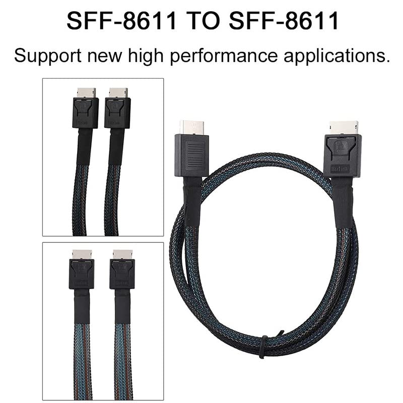 CY Cable OcuLink PCIe PCI-Express SFF-8611 4i auf OcuLink SFF-8611 SSD-Datenkabel, aktiv, 50 cm Blac