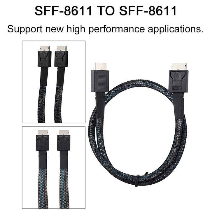 CY Cable OcuLink PCIe PCI-Express SFF-8611 4i auf OcuLink SFF-8611 SSD-Datenkabel, aktiv, 50 cm Blac