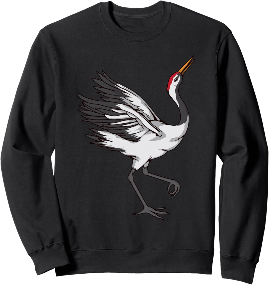 Kranich Bild Zeichnung Design Vogel Kranich Sweatshirt