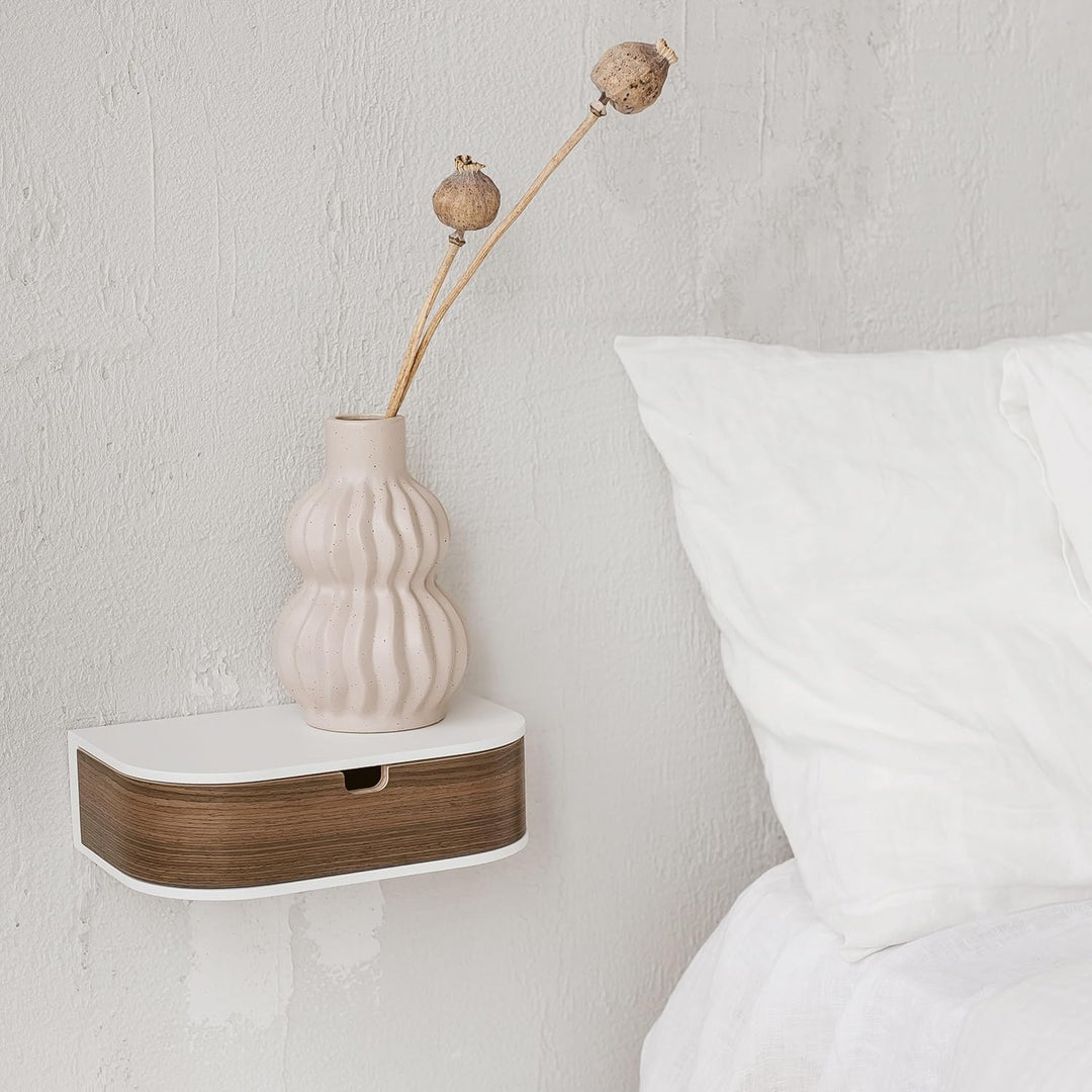 Valiai Schweberegal mit Schublade – Hängendes Wandregal Holz – Hängende kleine Wandregale mit Schubl