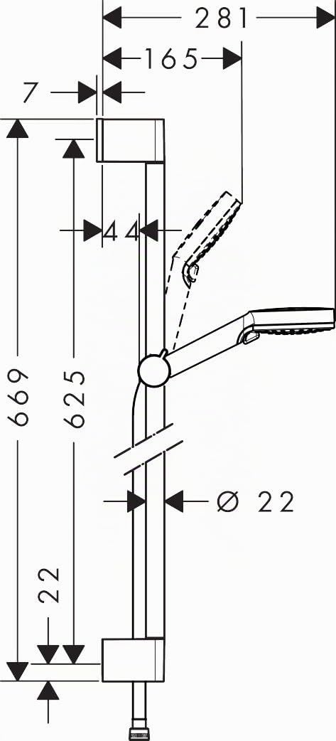 hansgrohe Crometta Duschset, 0,65 m, 2 Strahlarten, wassersparend, Weiss/Chrom Weiss/Chrom 0,65m Set