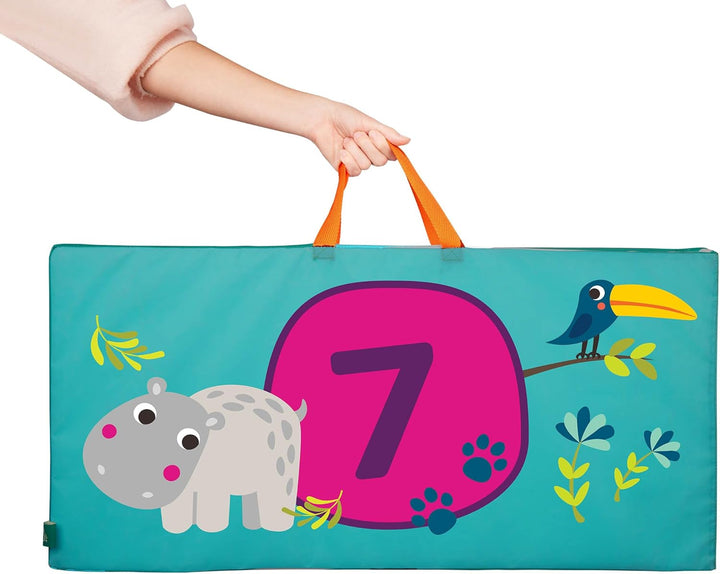B. toys - Hop-n-Count-Matte - Tumbling Mat - Gymnastikmatte für Kinder - Zahlen, Tiere, Himmel-und-H
