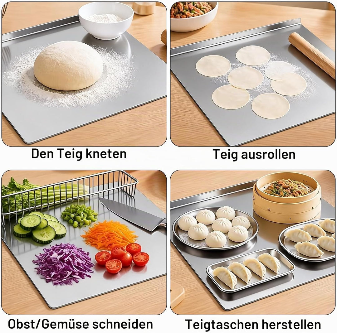 Edelstahl-Schneidebrett 40 x 30cm,Küche Schneidbrettchen,Schweres Schneidebrett zum Kochen, Backen B