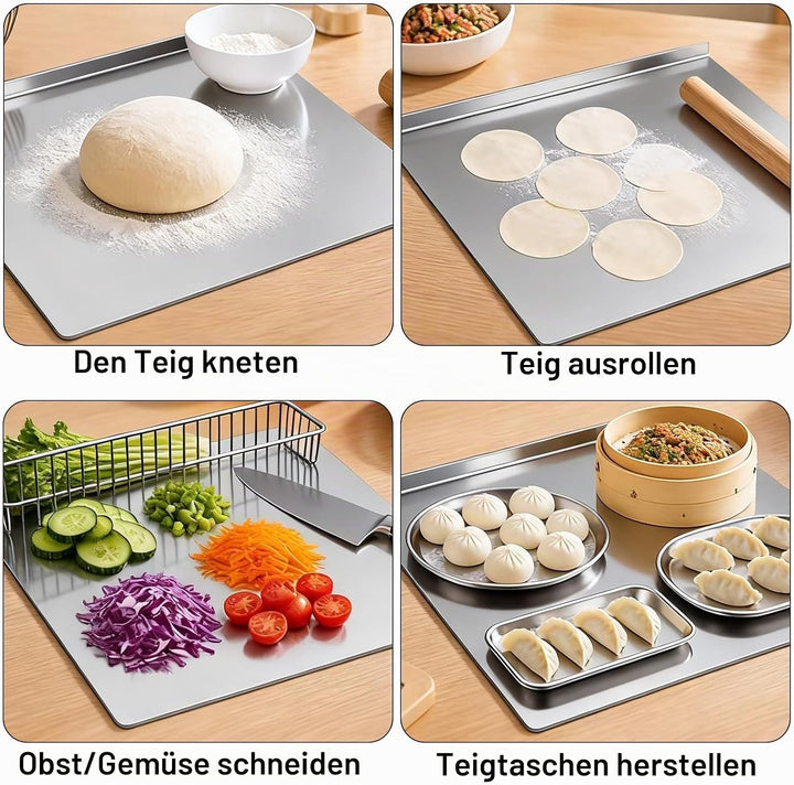 Edelstahl-Schneidebrett 40 x 30cm,Küche Schneidbrettchen,Schweres Schneidebrett zum Kochen, Backen B
