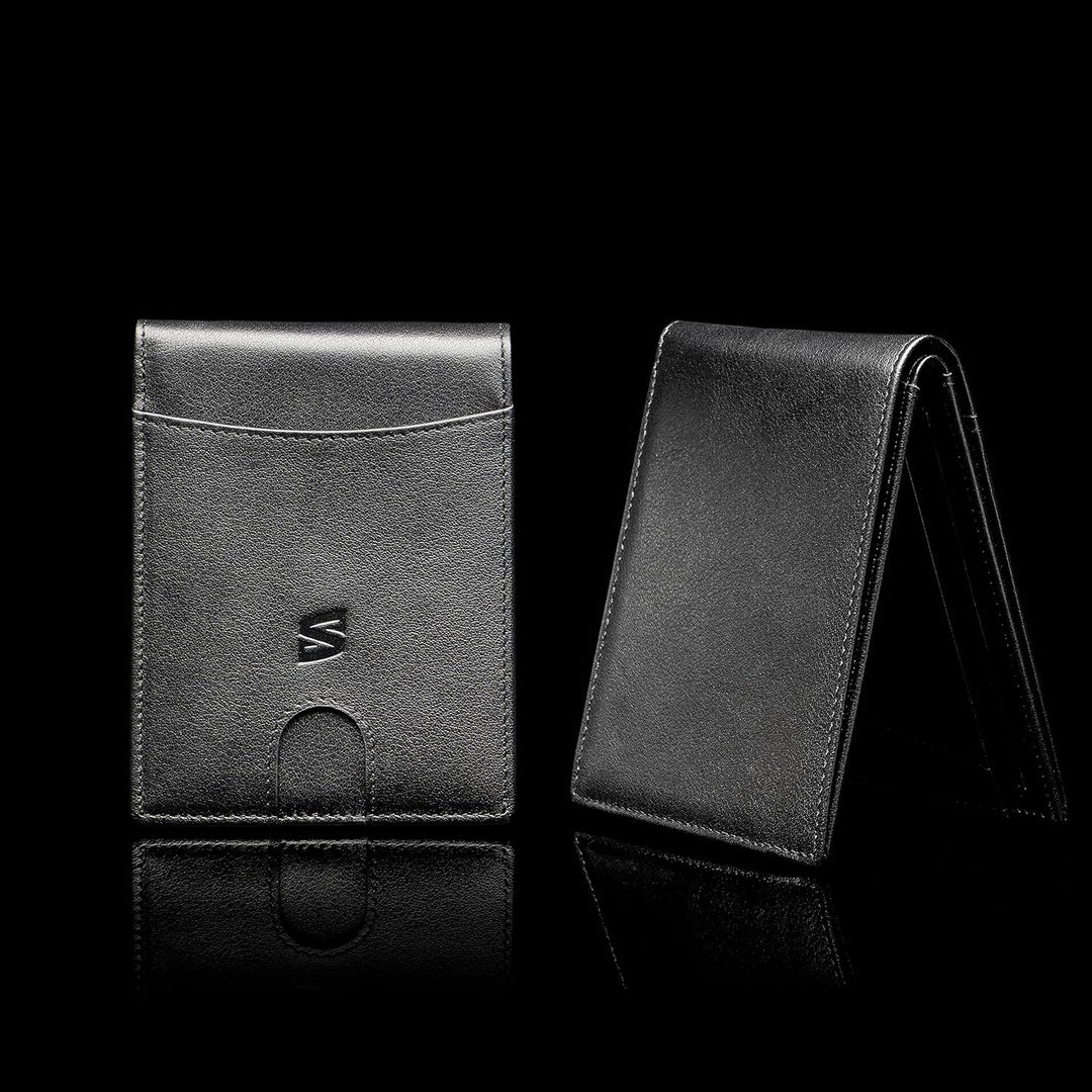 SERASAR | Premium Wallet [Clever] für Herren in schwarz aus Echtleder | 11 Kartenfächer | Wahlweise