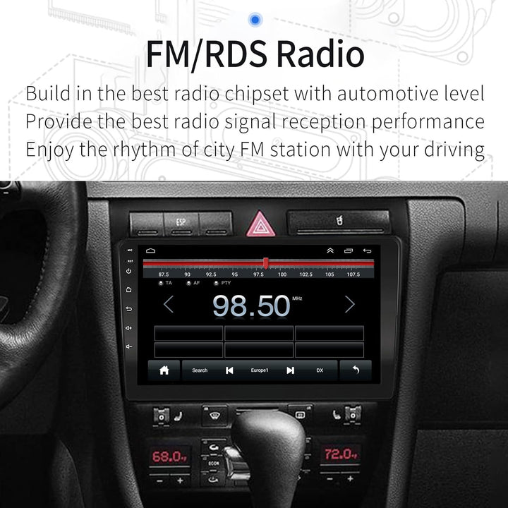 EZoneTronics Carplay Radio Android Auto Radio für Audi A6 C5 1997-2004 S6 1999-2004 mit 9 Zoll Touch