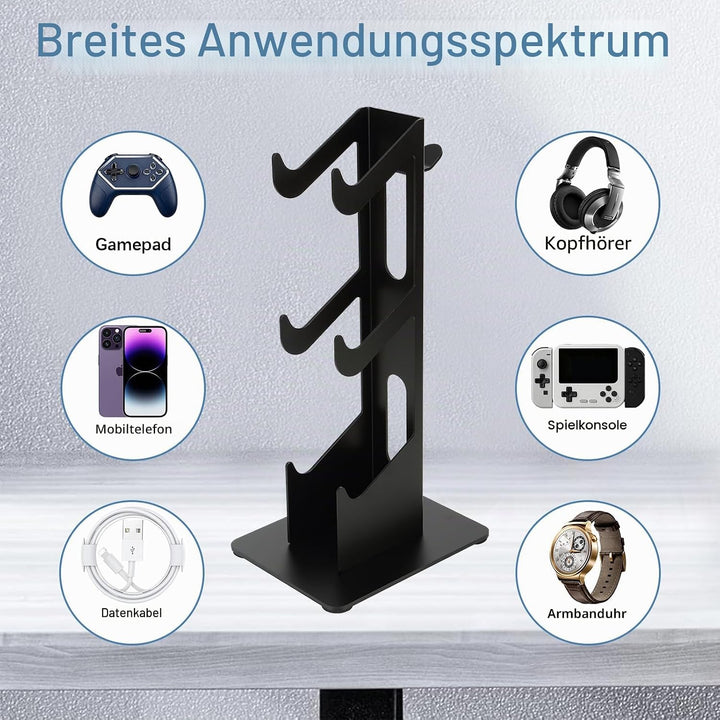 3-stöckig Spielkonsole &amp; Kopfhörer Halterung Gamepadhalterung Kopfhörerhalterung Ständer 3 Schwarz,