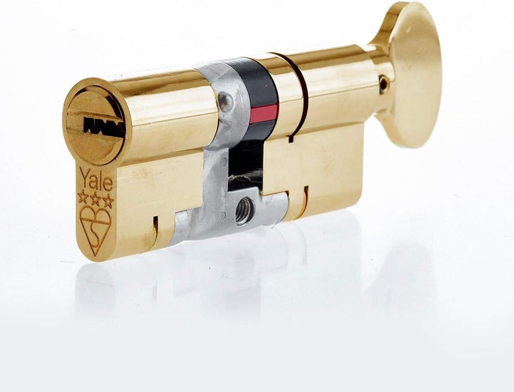 Yale B-YS3-3535BT Schliesszylinder mit 3 Sternen, hohe Sicherheit, (70 mm), Messing-Finish, 35:35 (7