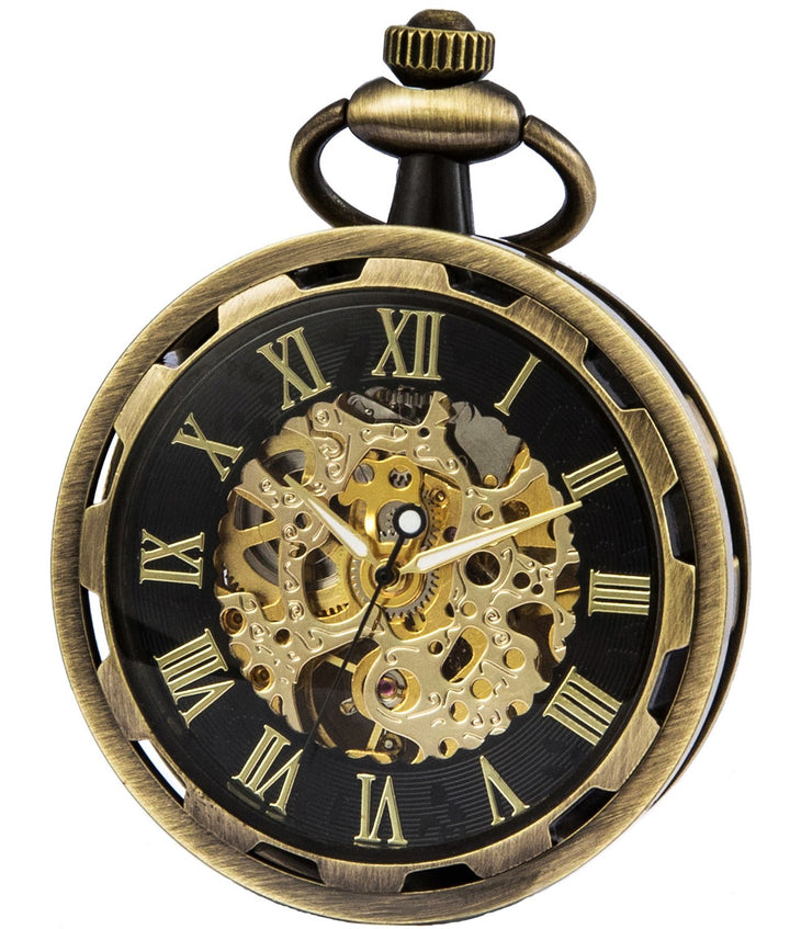 SEWOR Single Face Mechanische Handaufzugwerk Taschenuhr Gold Schwarz, Gold Schwarz