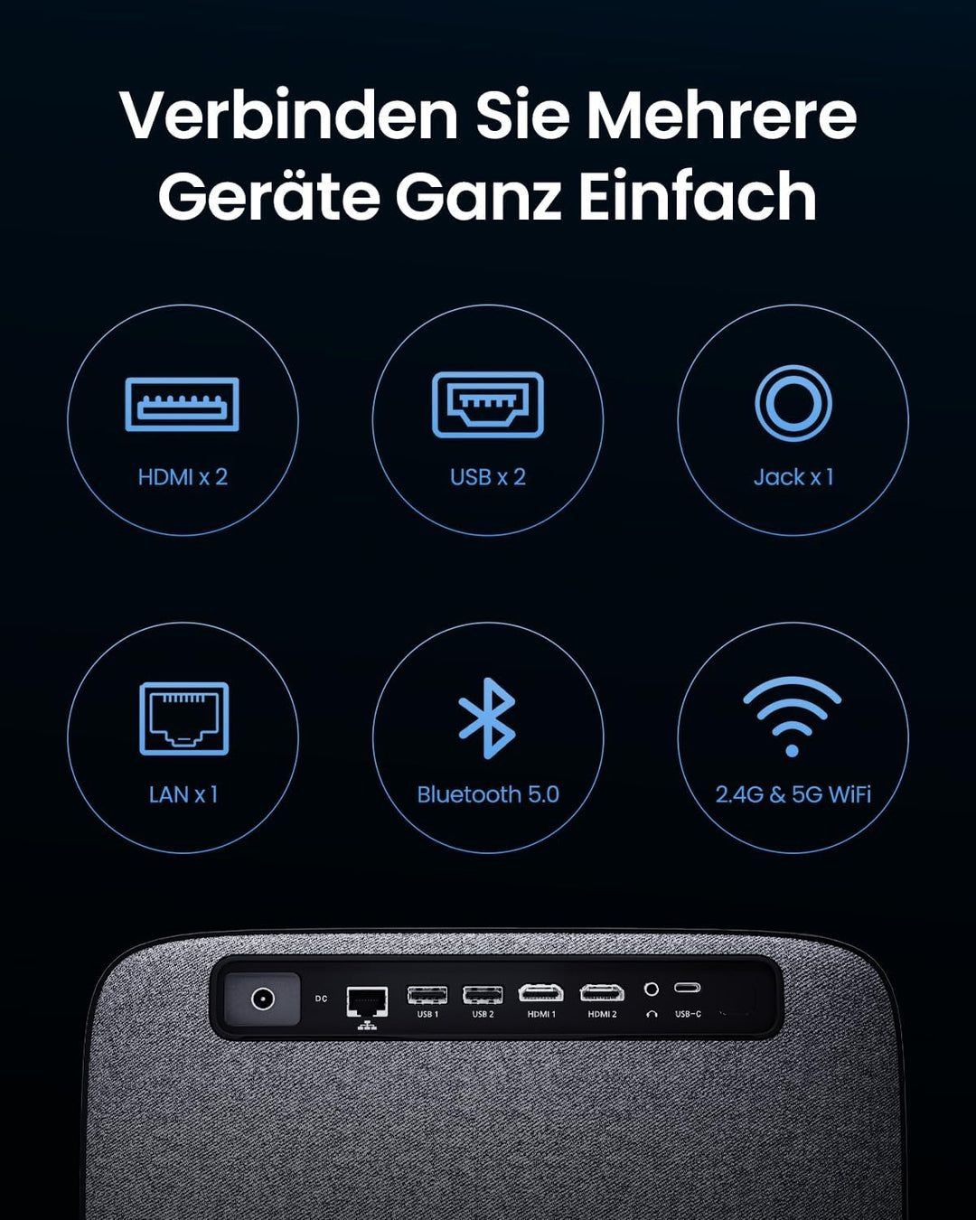 OmniStar L80 Beamer, 1500 ANSI Lumen, Heimkino Video Beamer Full HD 1080P, 4K-Unterstützt, Autofokus