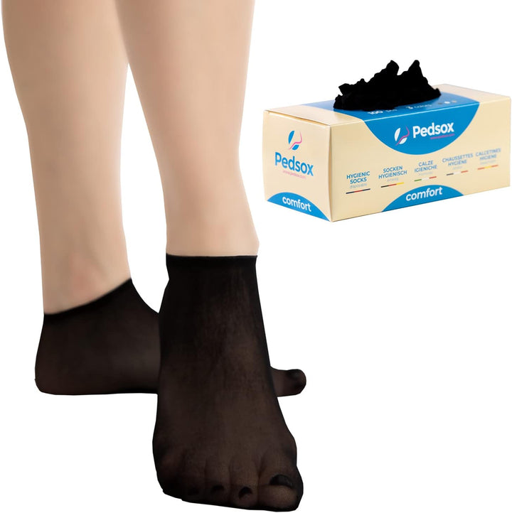 Pedsox Hygienische Einweg-Socken Multipack Sparpack - 3 Packungen à 100 Stück, Schwarz , One size