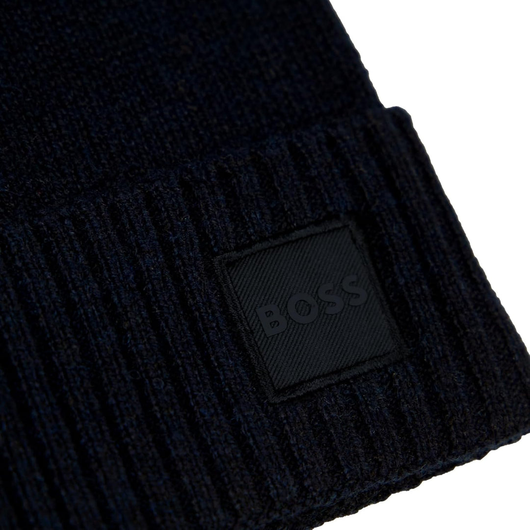 BOSS Herren Mütze Strickmütze Akaio Einheitsgrösse Dark Blue, Einheitsgröße Dark Blue