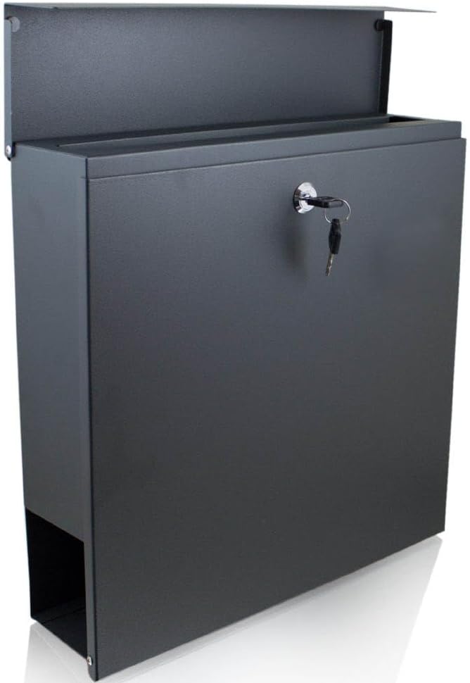 BITUXX® Wandbriefkasten 17373 Briefkasten Postkasten Mailbox Letterbox mit Zeitungsfach Dunkelgrau