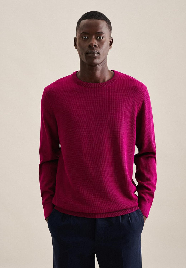 Seidensticker Herren Pullover - Regular Fit - Rundhalsausschnitt - Langarm - 100% Baumwolle S Rosa,