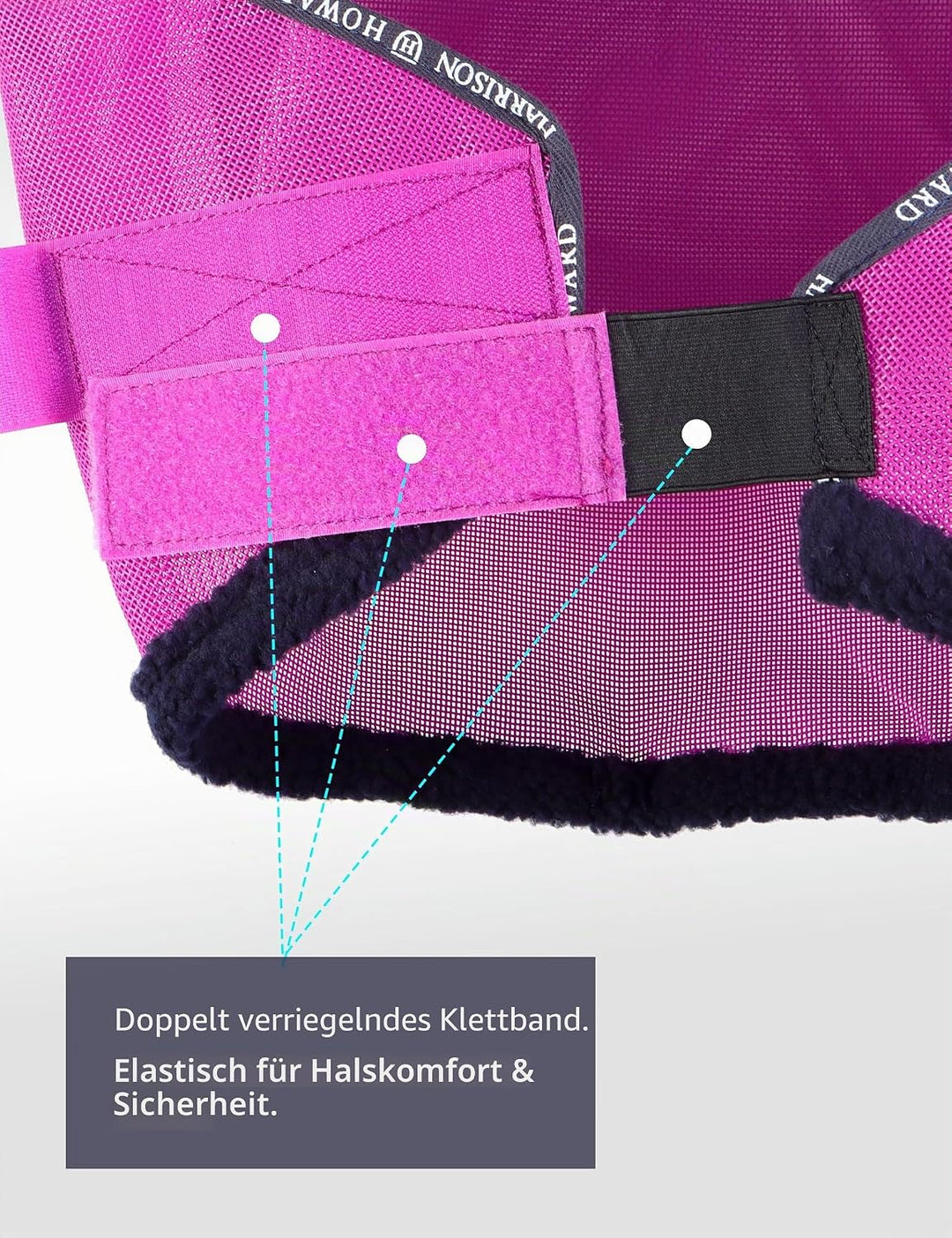 Harrison Howard Fliegenmaske aus Netzstoff, UV-Schutz, mit Fleece-gepolstertem Rand, Violett, Grösse