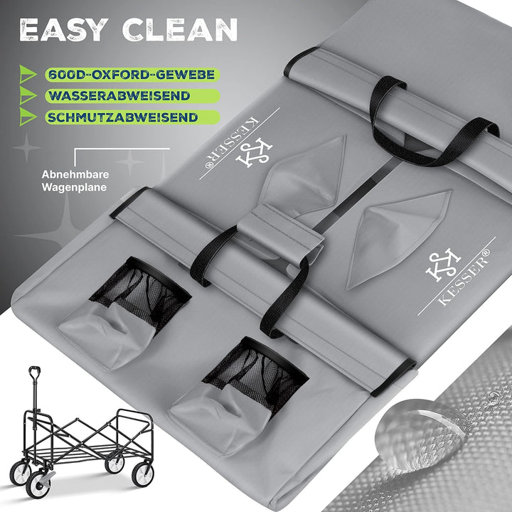 KESSER® Bollerwagen faltbar Handwagen Transportkarre max. 150kg Tragkraft &amp; 360° PVC-Reifen Gerätewa