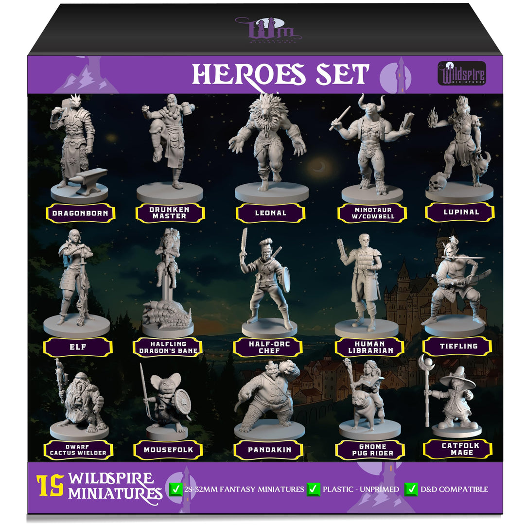Wildspire Hero, NPC-Miniaturen für DND-Miniaturen, 28 mm - 32 mm, unlackiert, D&D-Miniaturen, Dungeo