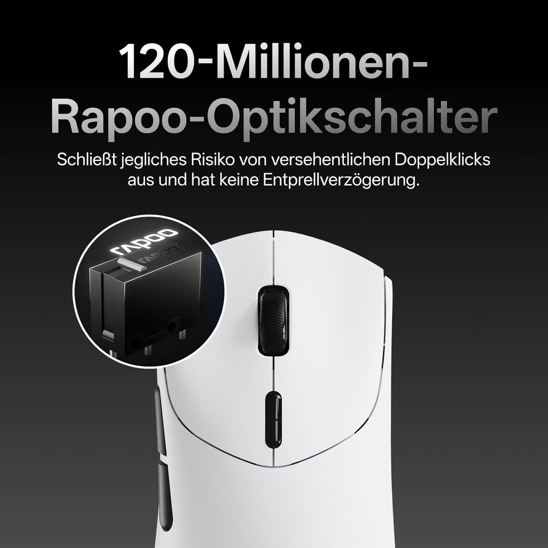 Rapoo VT7 MAX Kabellose Gaming-Maus, Echte 8000Hz Abfragerate, 30K DPI Sensor, 53g Ultraleicht, 750
