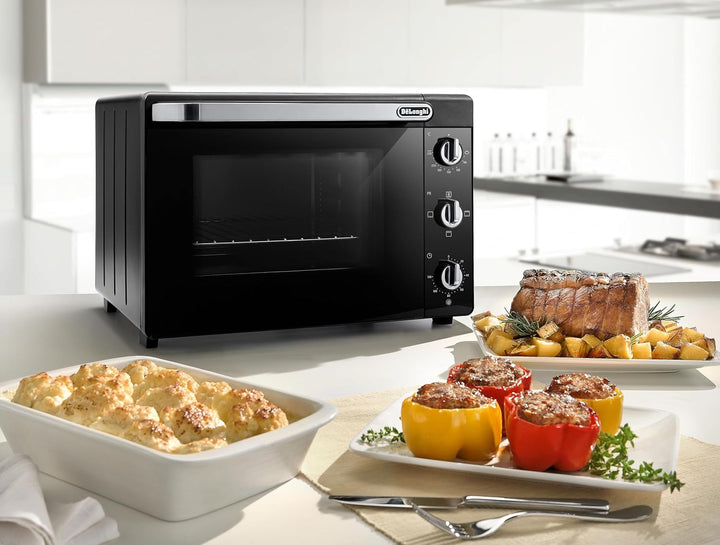 De'Longhi Elektroofen EO40112.BK mit 5 Kochstufen 40 Liter, ausgestattet mit Timer und Innenlicht, T
