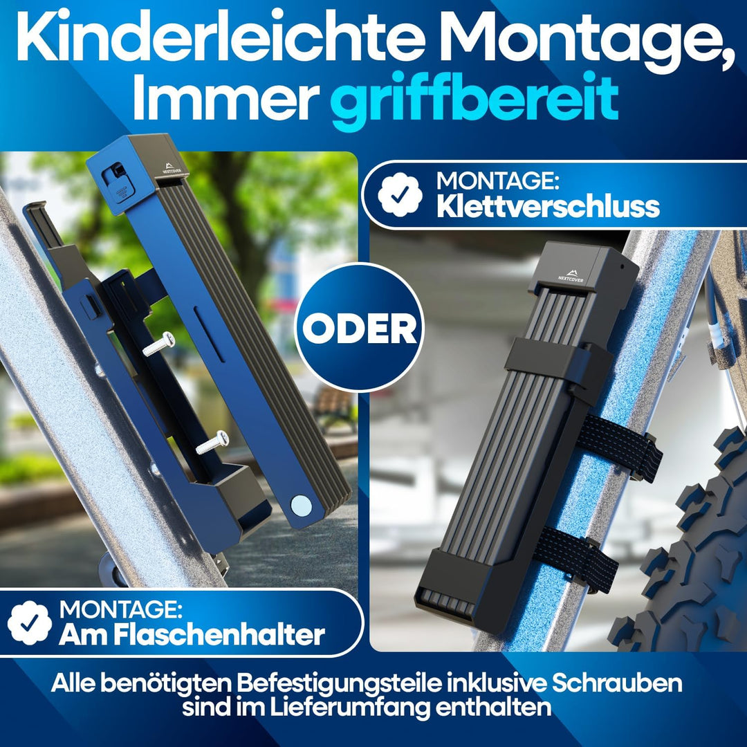 NEXTCOVER® Faltschloss Fahrrad FoldBasic 100cm - Das Original - mit SteelSecure-Technologie und 2 Sc