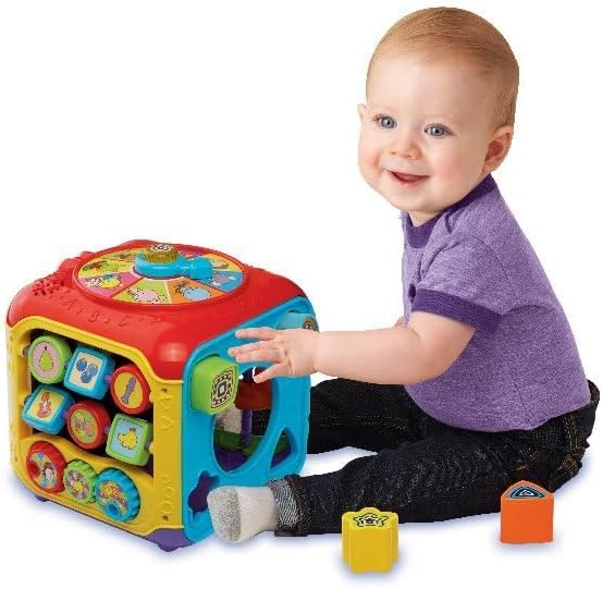 VTech Baby Entdeckerwürfel – Interaktiver Spielwürfel mit Musik, Formen und beweglichen Elementen –
