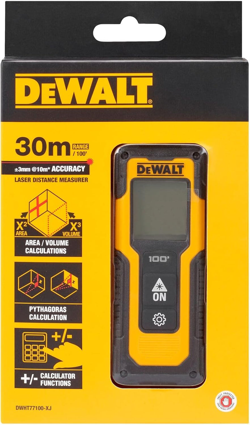 Dewalt Laser-Distanzmesser DWHT77100 (0,2 bis 30m Reichweite, Laserklasse 2, Messtoleranz: +/- 3 mm