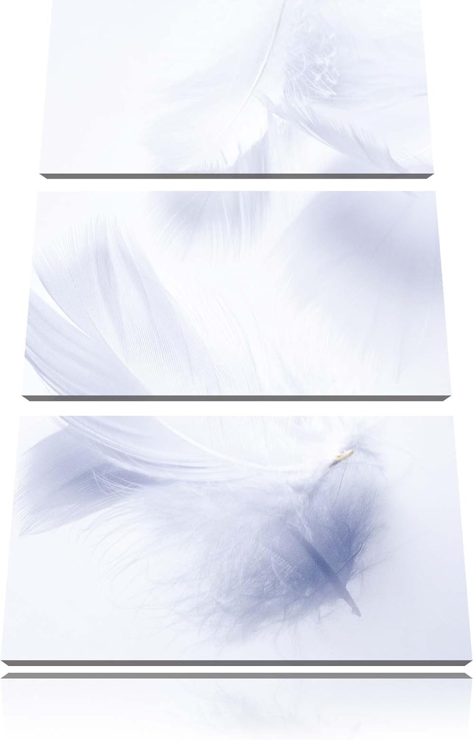 Pixxprint Weisse Feder auf schwarzem Stein als Leinwandbild | Grösse: 3 Teilig (120x80) | Wandbild|