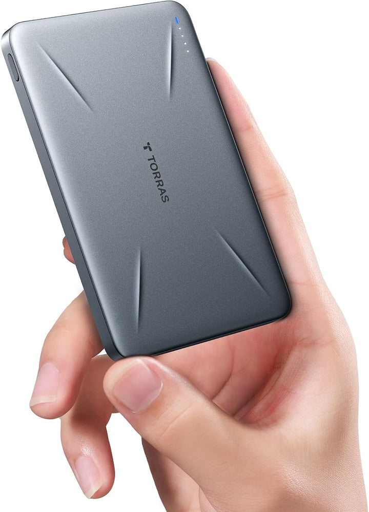 TORRAS Ultra-Slim für MagSafe Power Bank, Wireless Magnetische Powerbank 5000mAh mit USB-C Schnell A