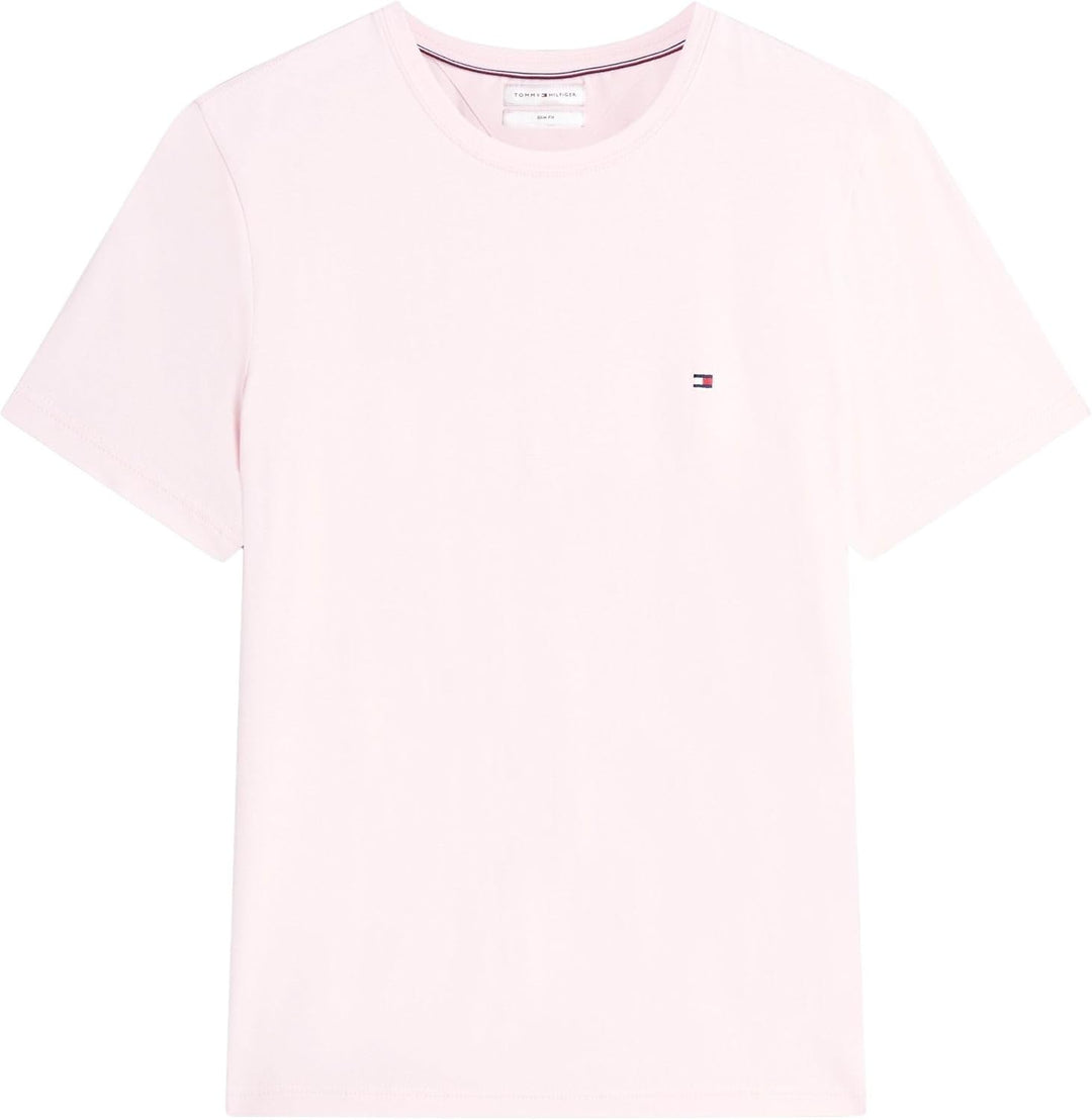 Tommy Hilfiger Herren T-Shirt Kurzarm Stretch Slim Fit Tee Rundhalsausschnitt XXL Pink (Pink Lily),