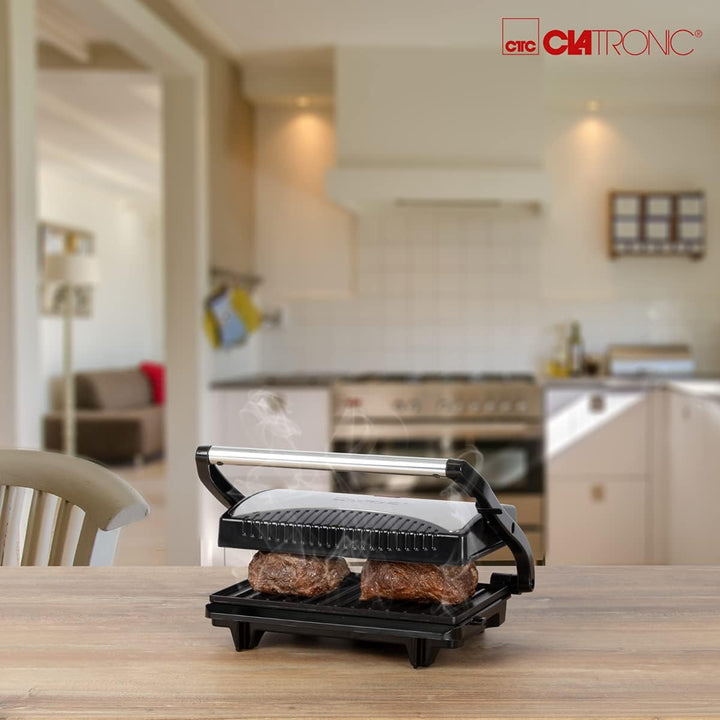 Clatronic® Kontaktgrill | beidseitiges fettfreies Grillen | 700W | antihaftbeschichtete Grillplatten