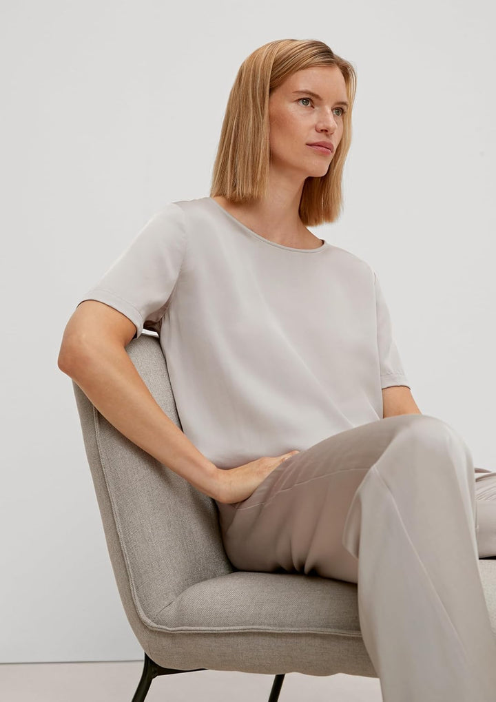 Comma Damen Blusenshirt aus Satin Bluse 34 8026_helles Beige, 34 8026_helles Beige