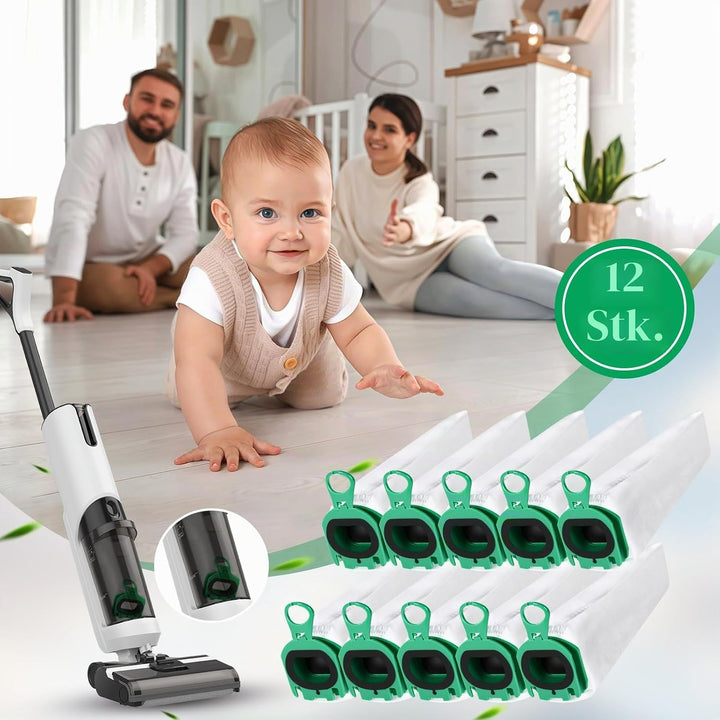 12 Stück Staubbeutel für Vorwerk Kobold VB100,Staubsaugerbeutel,Mit 3 Motorfiltern, 1 Bürsten, Staub